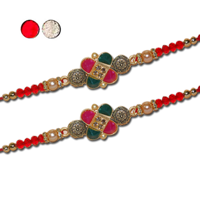 "Zardosi Rakhi - ZR-5230 A-code 048 (2 RAKHIS) - Click here to View more details about this Product